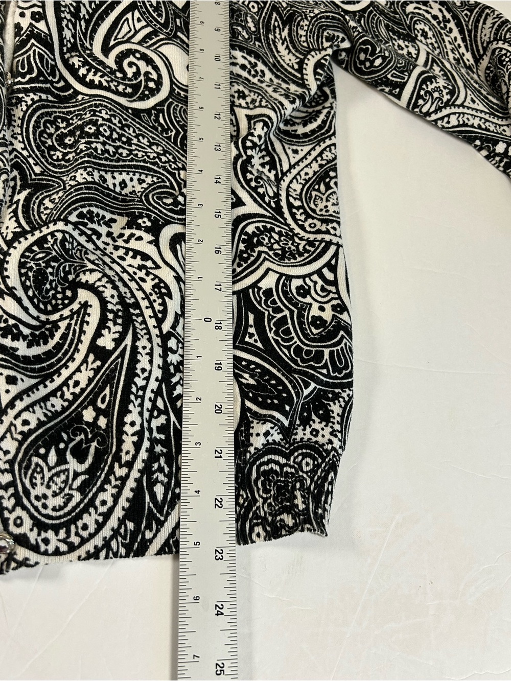 Cable & Gauge Black and White Paisley Cardigan Sweater - Picture 5 of 5